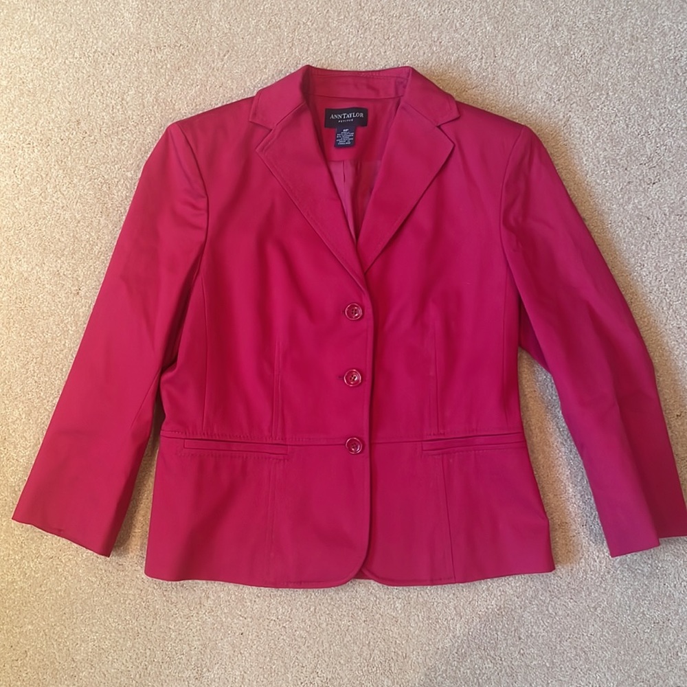 EUC Ann Taylor 3/4 length sleeve pink suit blazer 8P